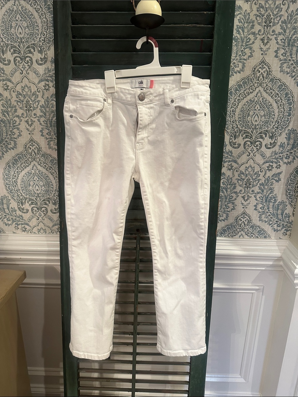 CAbi White Straight-Leg Jeans